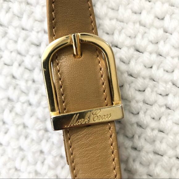 Mark Cross Vintage Tan Leather Rectangular Front Flap Top Zipper Crossbody Bag - Picture 11 of 14